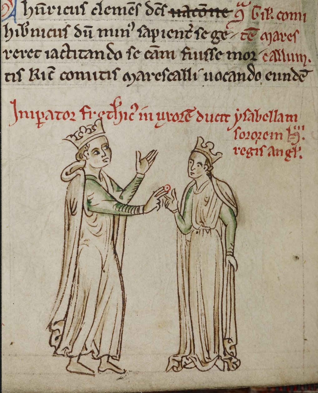 Frederick 2 e Isabel de Inglaterra da História da Inglaterra maior Chronicle de Matthew Paris
