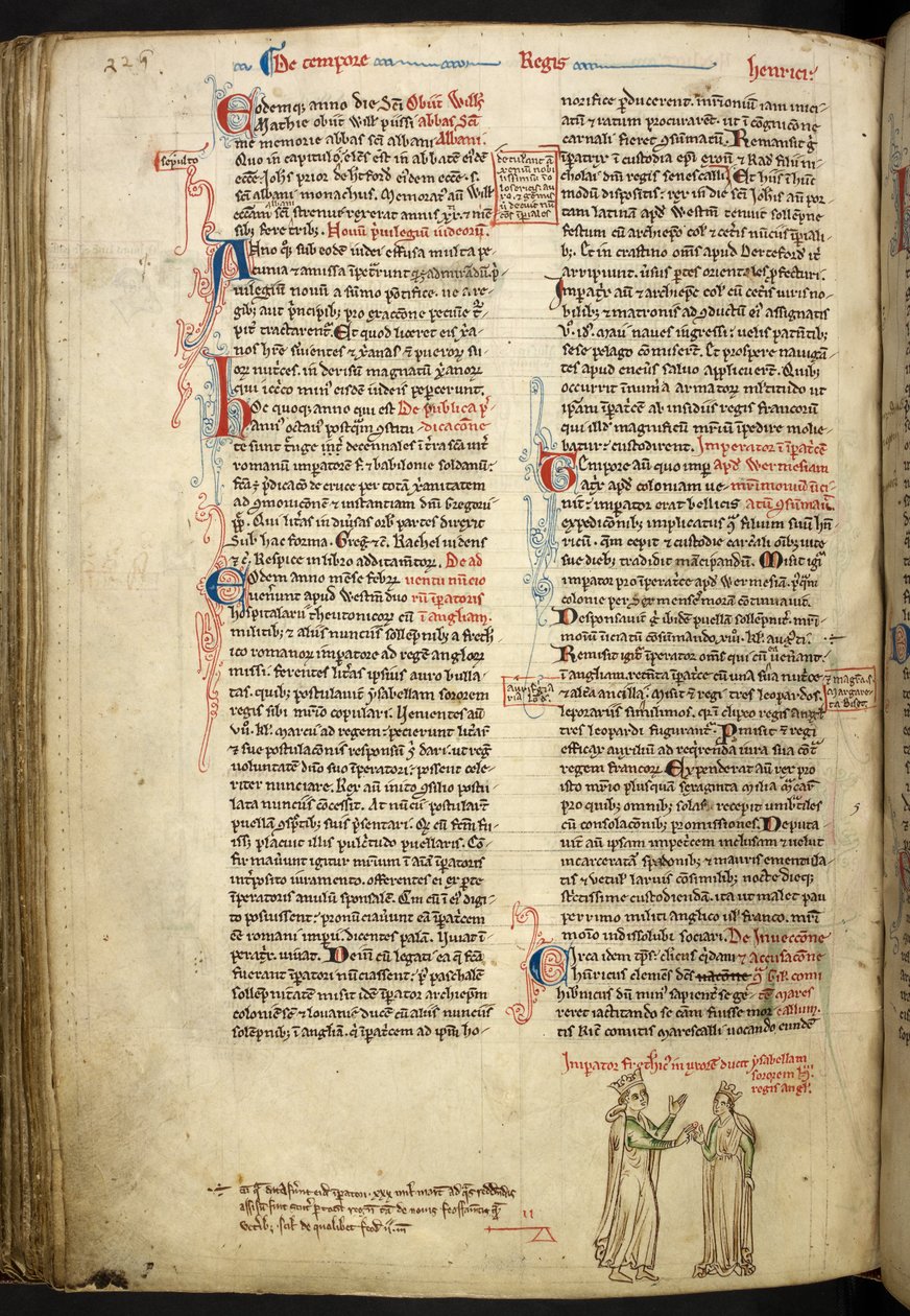 Casamento de Frederico II e Isabel de Inglaterra, Real 14 C VII, f.123v de Matthew Paris