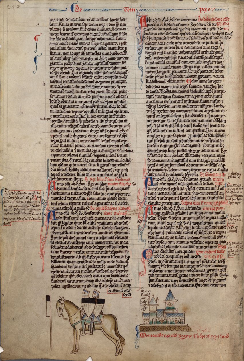 Dois Templários em um cavalo De Chronica maiora I por Matthew Paris, século XIII de Matthew Paris
