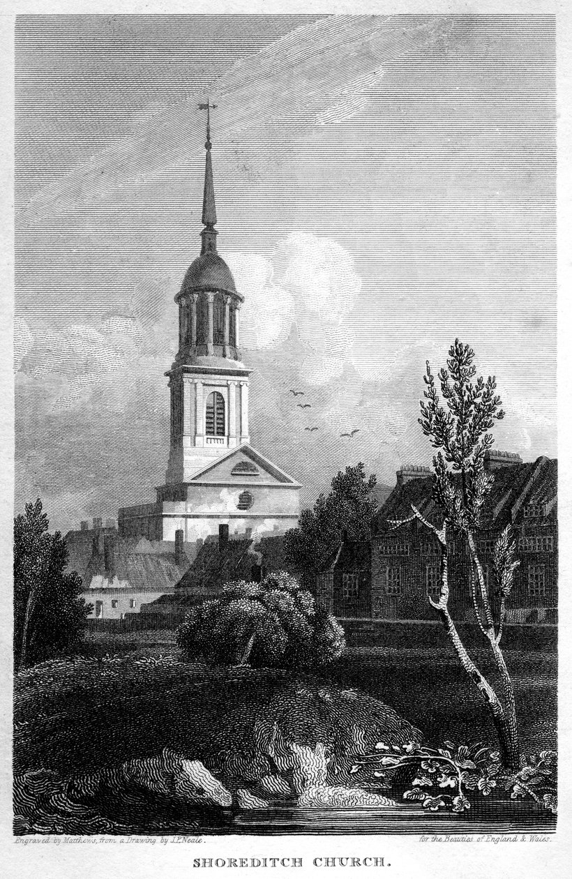 Shoreditch Church, Londres, 1815. de Matthews