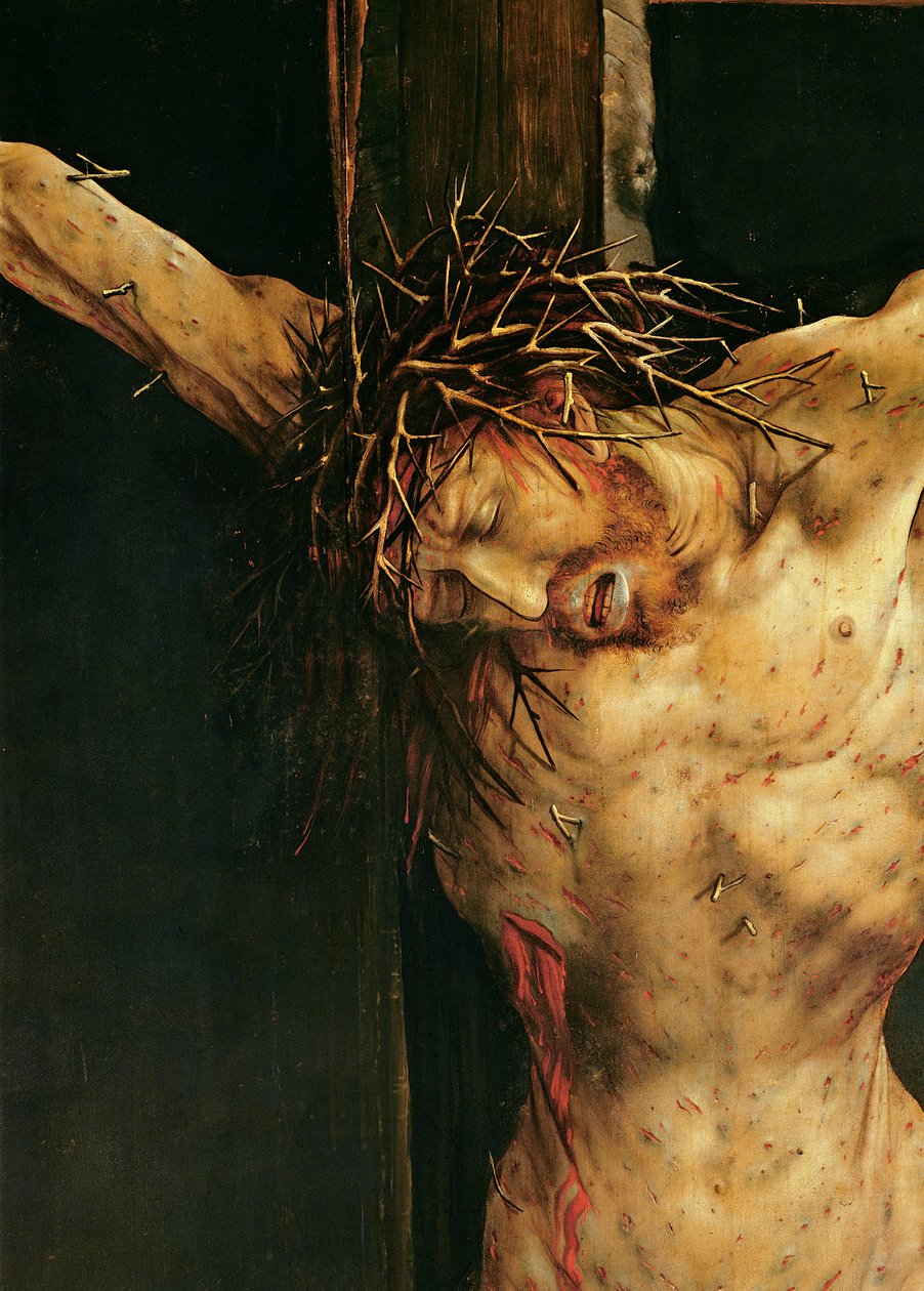 Cristo na Cruz, detalhe do painel central da Crucificação do Retábulo de Isenheim, c.1512-15 de Matthias Grünewald