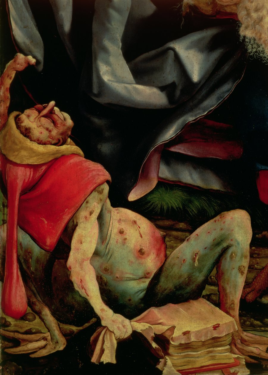 Homem Sofredor, detalhe do verso do Retábulo de Isenheim, c.1510-15 de Matthias Grünewald