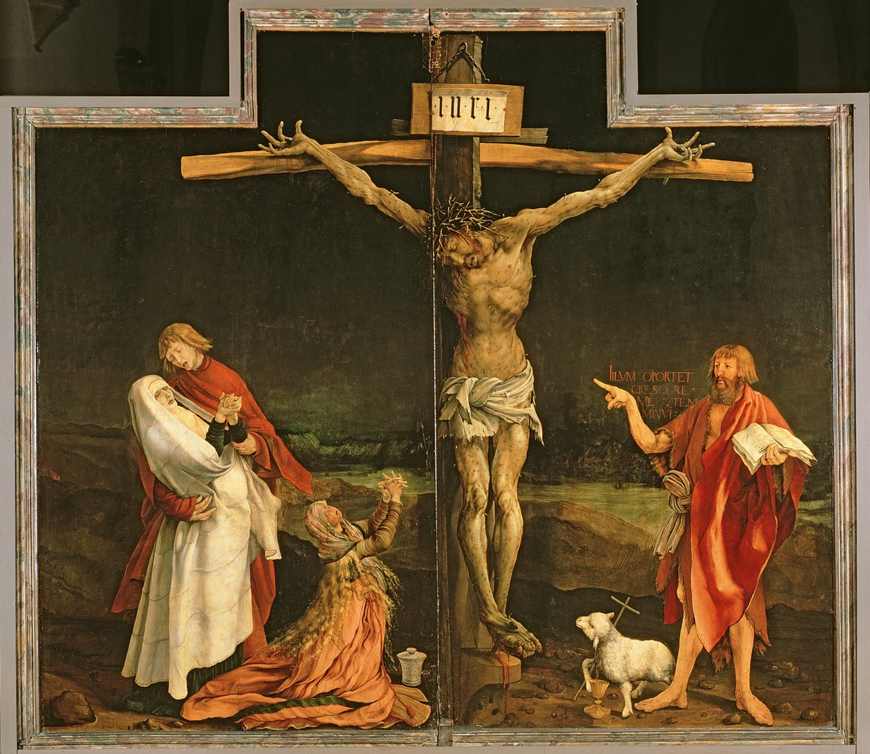 A Crucificação, do Retábulo de Isenheim, c.1512-15 de Matthias Grünewald