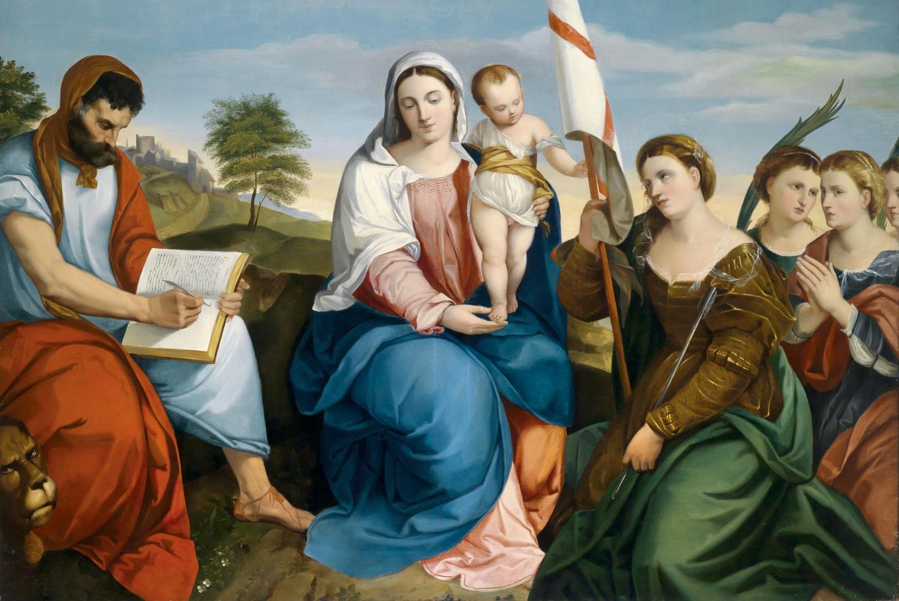 Madonna e criança com São Marcos Evangelista e Ursula com virgens de Matthias Ranftl