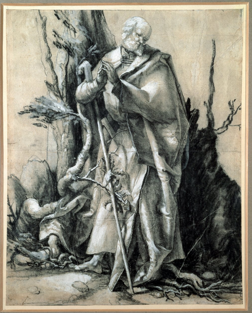 Um santo na madeira Estudo (Desenho a tinta de Matthias (c.1480 1528) Grunewald