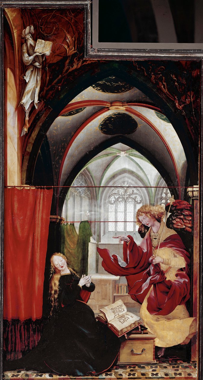 A Anunciação, Altarpe de Issenheim (óleo sobre painel de Matthias (c.1480 1528) Grunewald