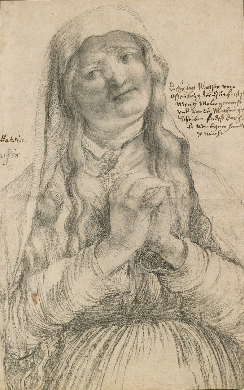 Uma mulher idosa com as mãos entrelaçadas, início do século XVI de Matthias Gruenewald