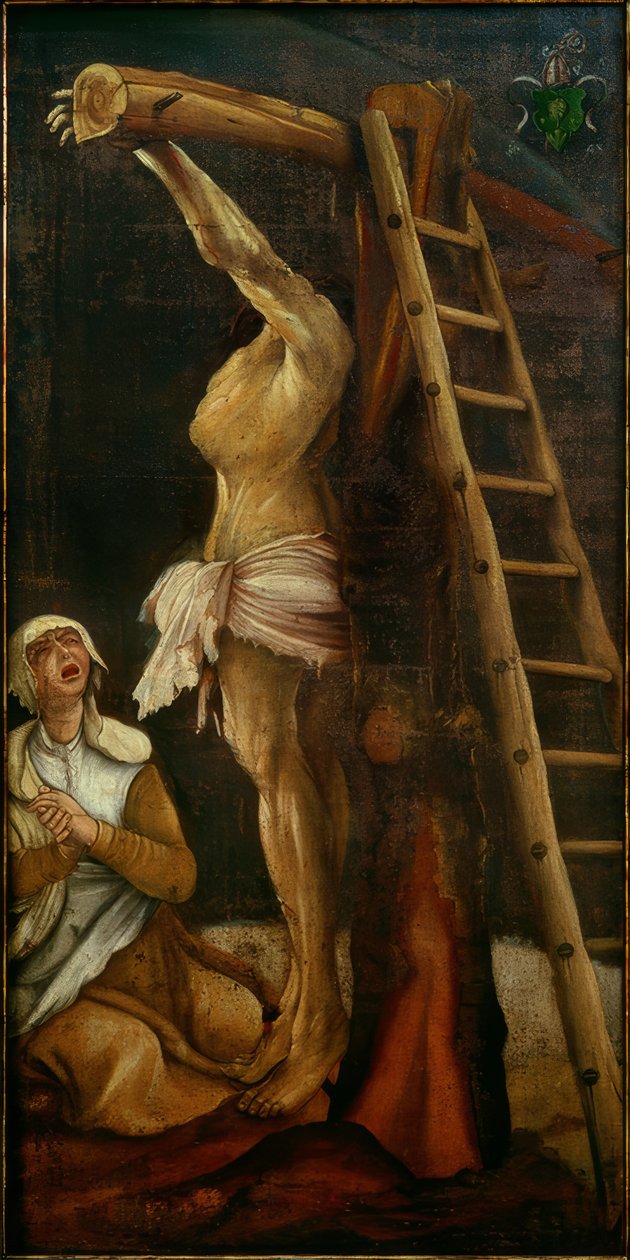 Cristo na cruz com Maria Madalena a lamentar de Matthias Grünewald