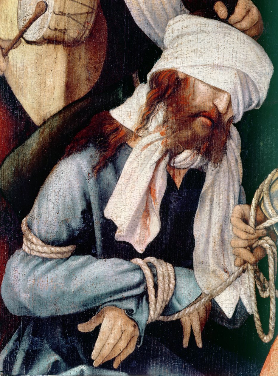 Detalhe, mocking, christ, óleo, lona de Matthias Grünewald