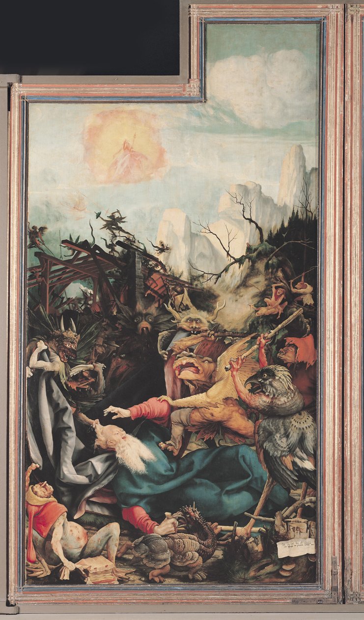 O Retábulo de Isenheim. Ala direita: a tentação de Santo Antônio de Matthias Grünewald