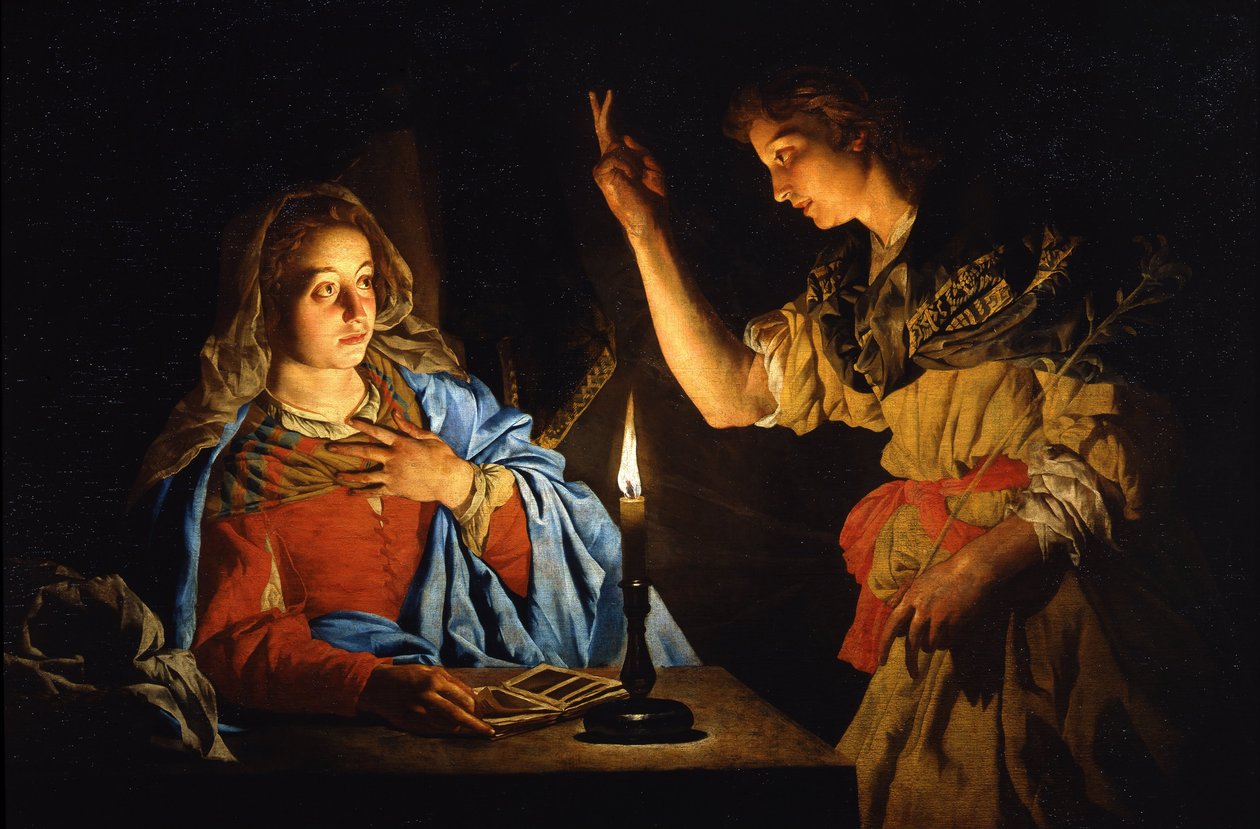 A Anunciação, início do século XVII. de Matthias Stomer