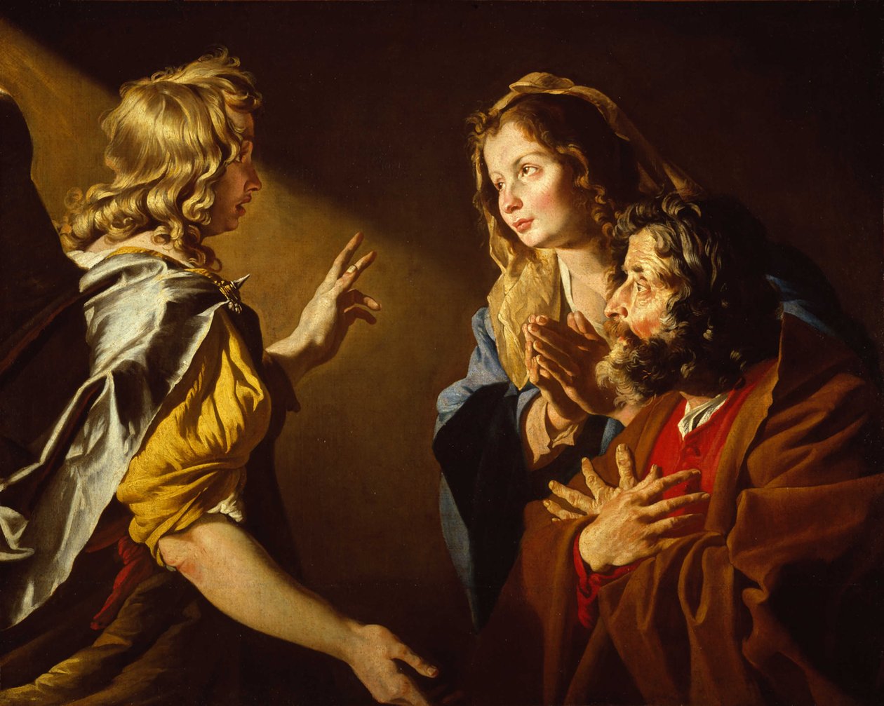 O anúncio do nascimento de Sansão, c. 1630-1631. de Matthias Stomer
