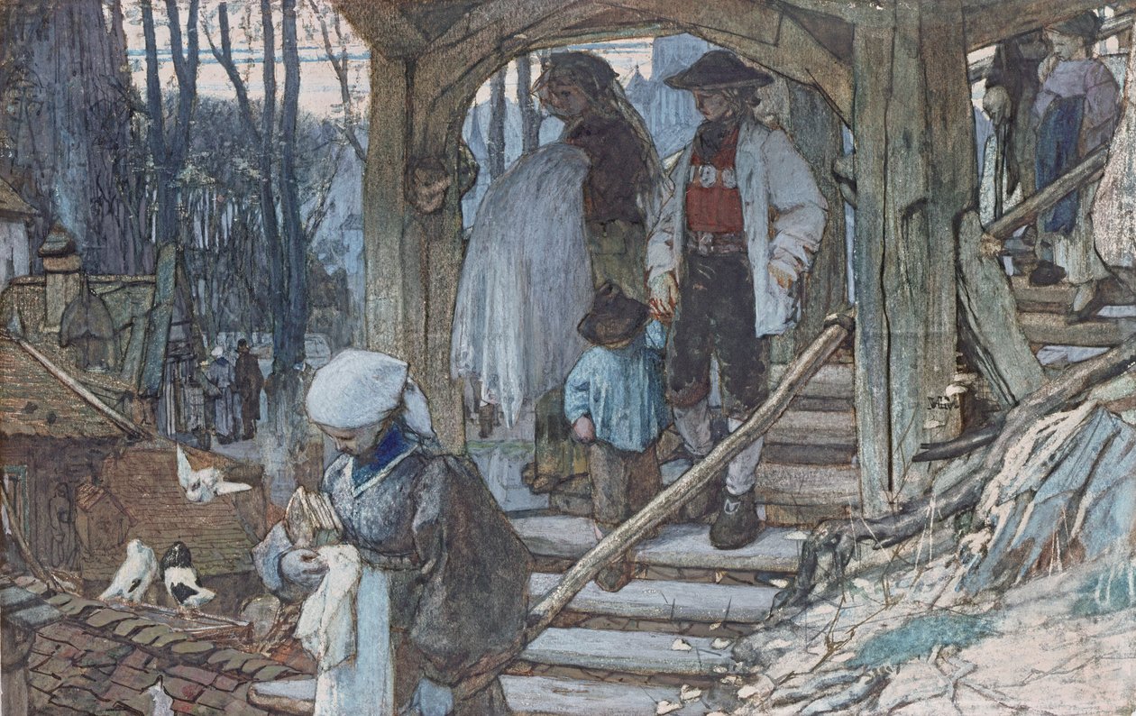 O Portão de Christianing em Lausanne, c.1861 (wc e guache) de Matthijs Maris