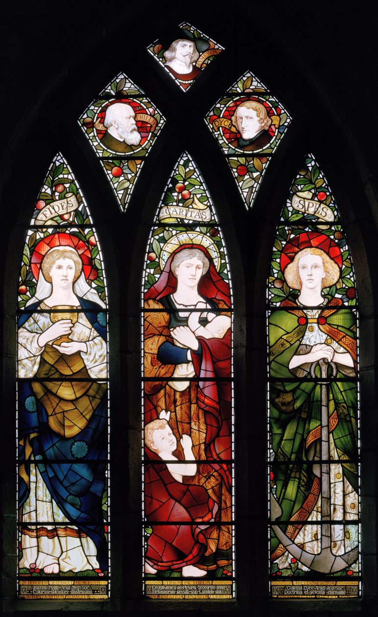 A janela dos pintores; Fé, Esperança e Caridade, Catedral St Machars, 1873 de Matthijs Maris