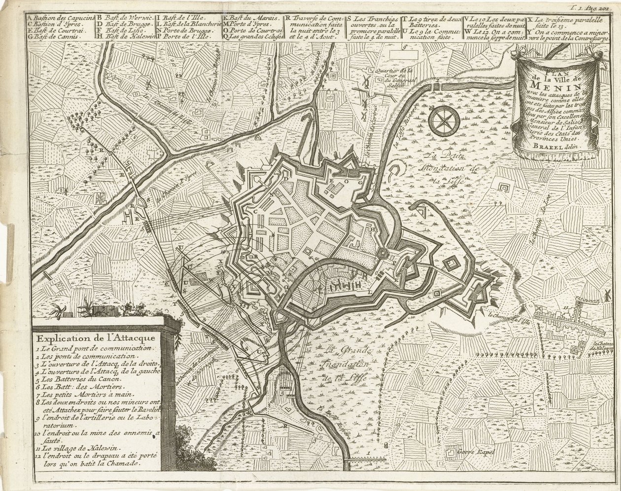 Cerco de Menin, 1706
Plan de la Ville de Menin (...) (título sobre o objecto) de Matthijs Pool (possibly)