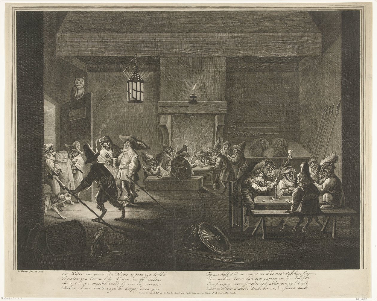 Sala da guarda com macacos, c. 1720 de Matthijs Pool