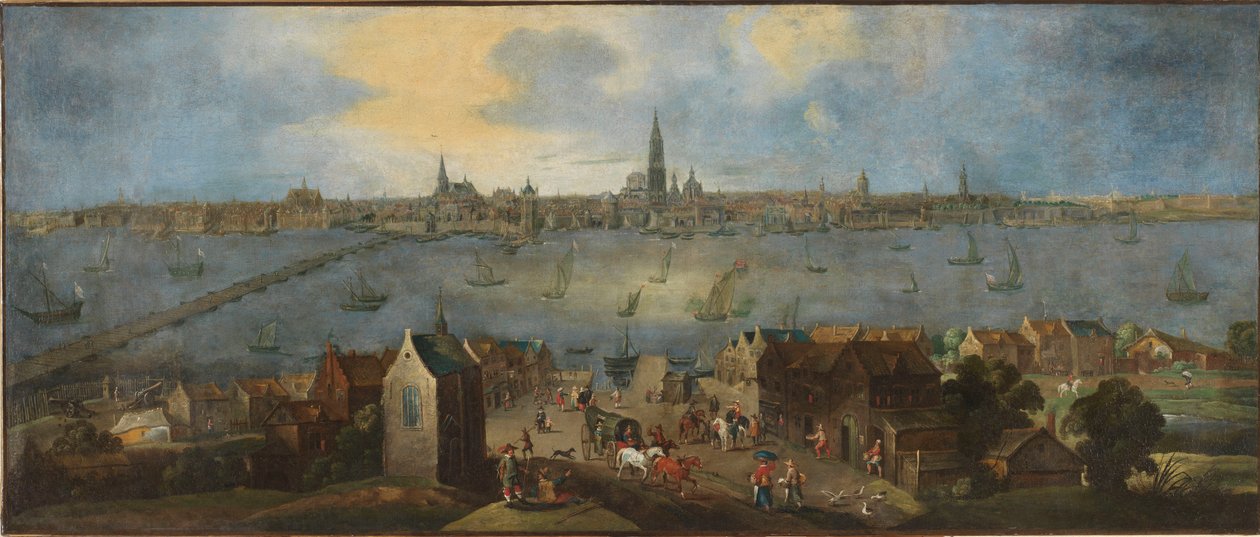 Vista da Antuérpia Roadstead, entre 1682 e 1702. de Matthijs Schoevaerdts