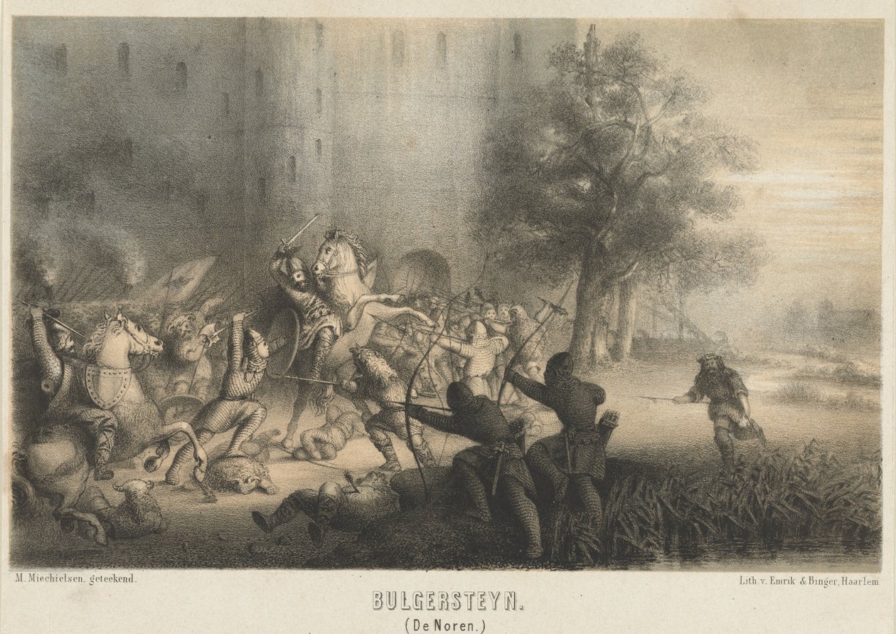 Bulgersteyn sitiada pelos normandos, c. 810 Bulgersteyn (Os noruegueses) (título no objeto) de Matthijs Willem Gerardus Michielsen