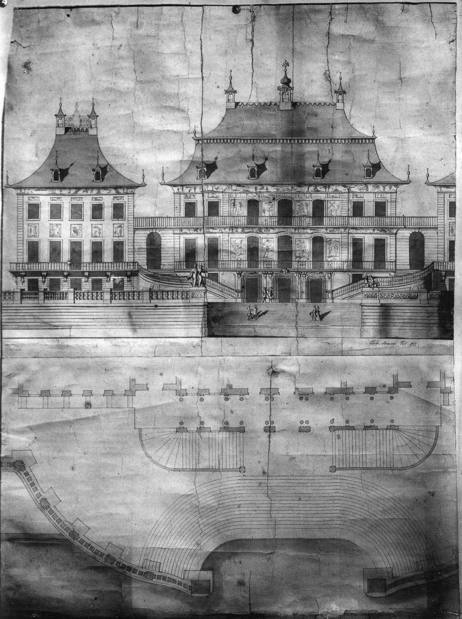 Palácio Riverside (Wasserpalais), depois de 1721 de Matthäus Daniel Pöppelmann
