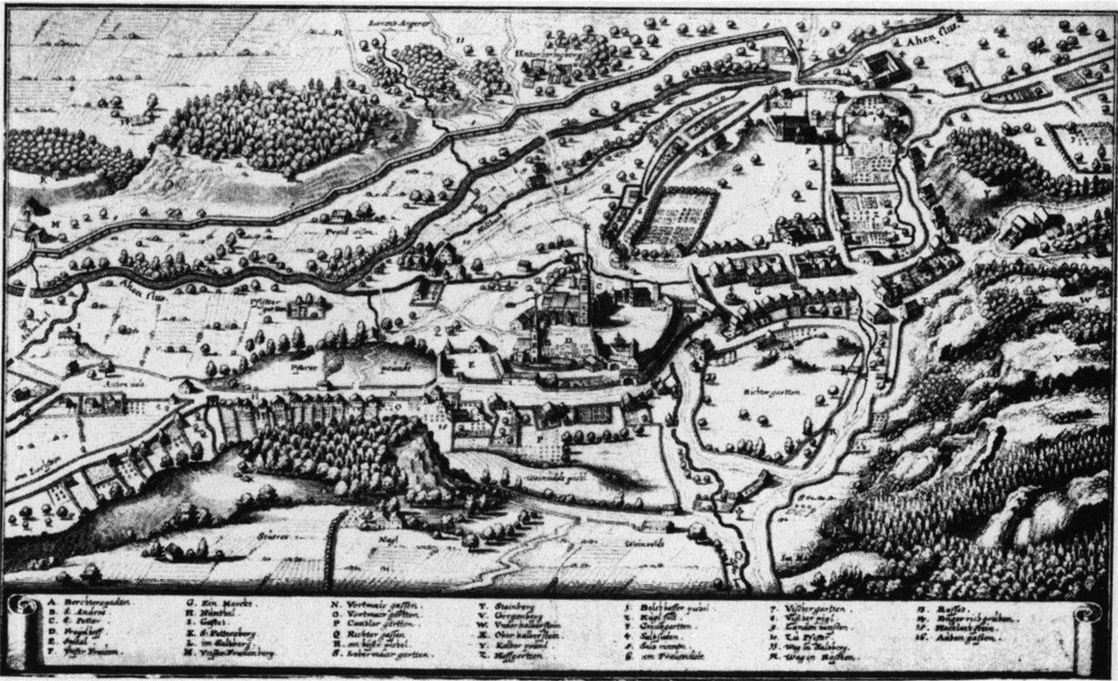 Gravura em cobre - Stift und Markt Berchtesgaden de Matthaus Merian