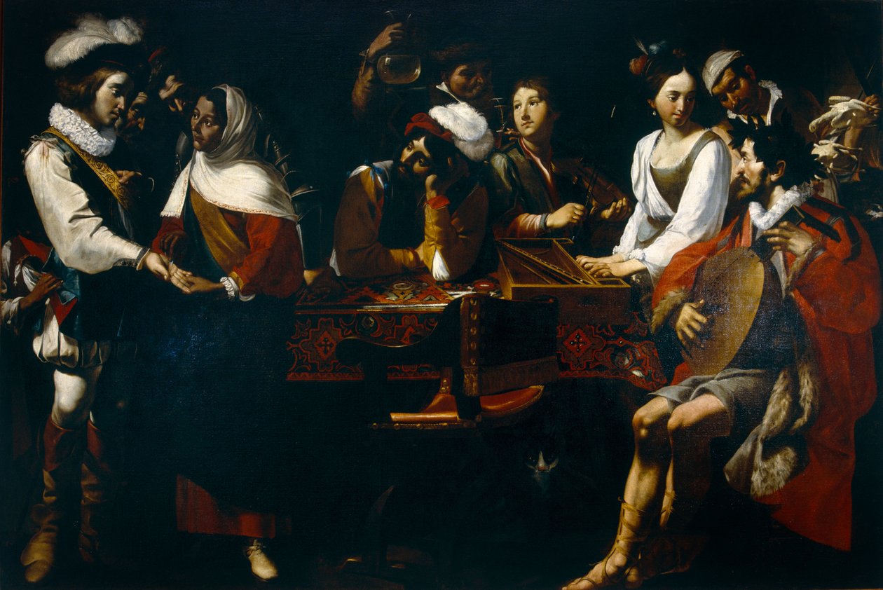 Tasso na corte de Ferrara (ou Alegoria dos Cinco Sentidos), c.1630-90 de Mattia Preti
