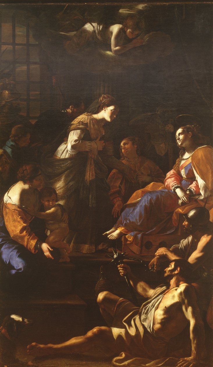 A imperatriz romana Faustina visita a Santa Catarina de Alexandria na prisão, c.1640-43 de Mattia Preti