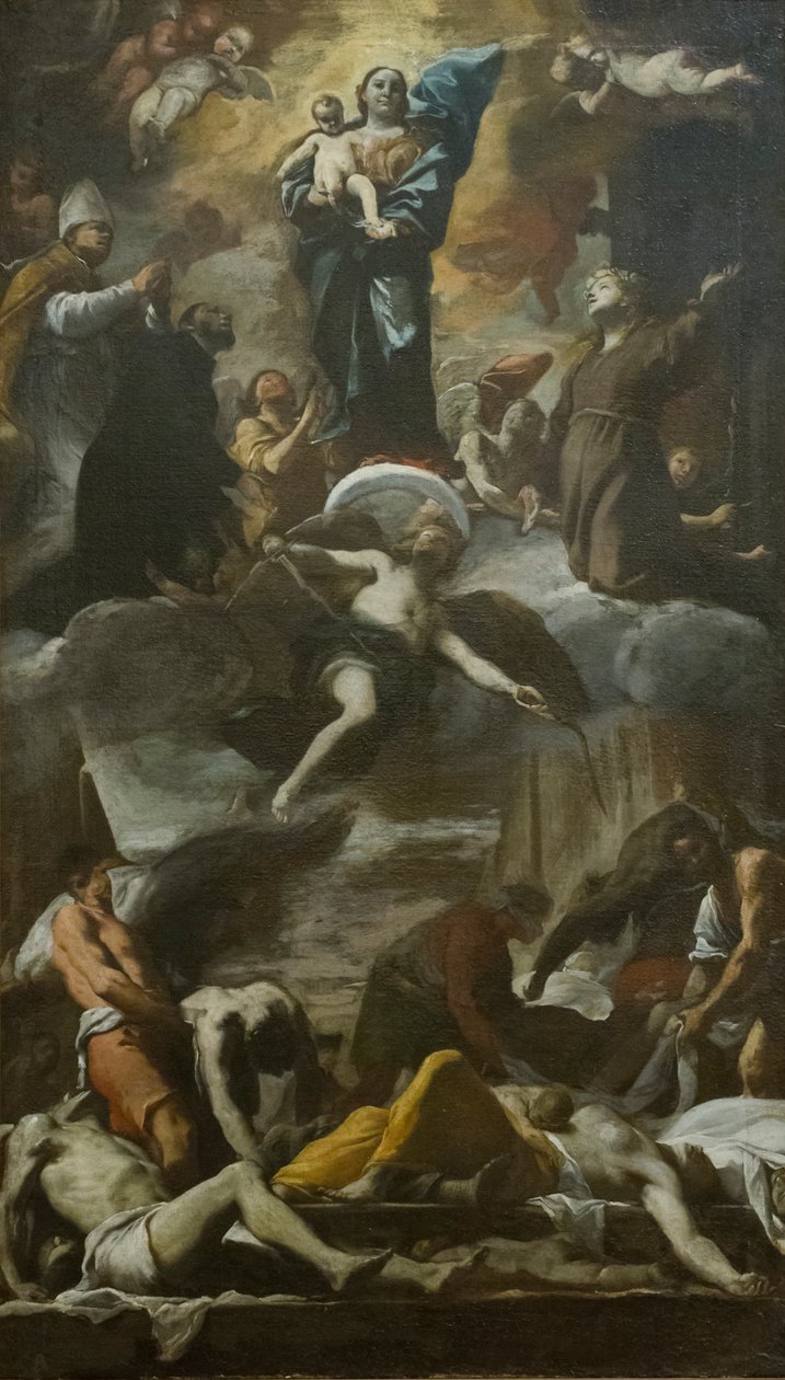 Esboço do fresco votivo para a praga de 1656 de Mattia (1613 99) Preti