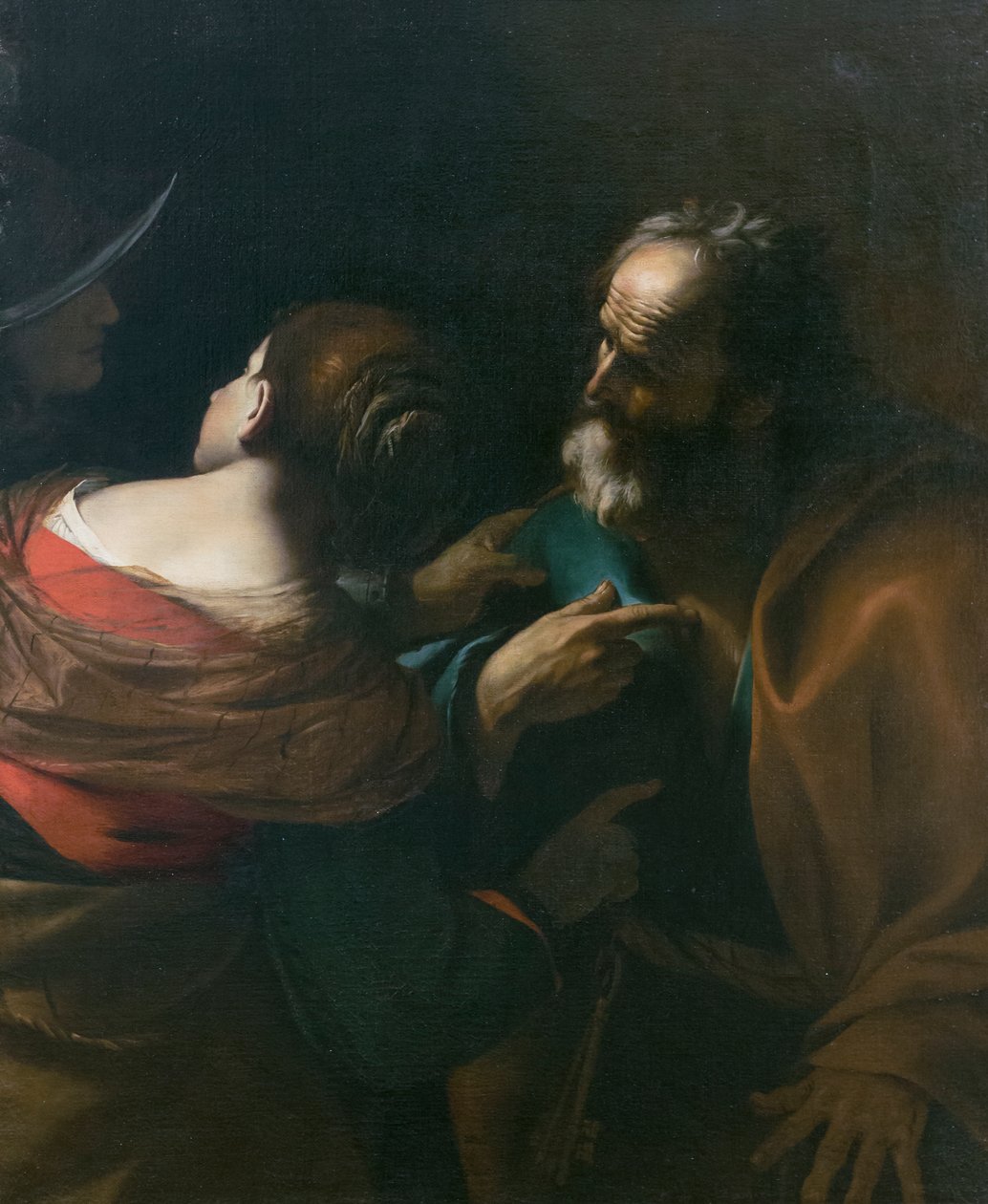 A negação de São Pedro, cerca de 1637-1640 (óleo sobre tela) de Mattia (1613 99) Preti