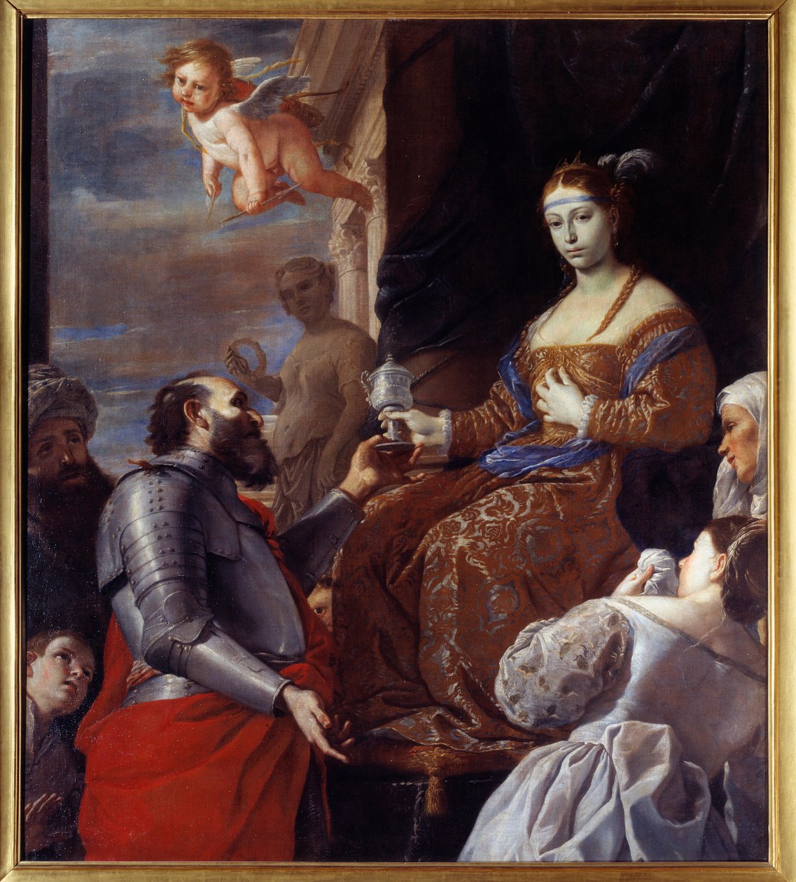 Sophonisbe (235-203 BC) tomando o veneno. Massinissa envenenou sua esposa Sophinisbe, rainha da Numídia, em vez de entregá-la em Roma. Pintura de Mattia Preti (1613-1699) Ec. Ital. de Mattia Preti