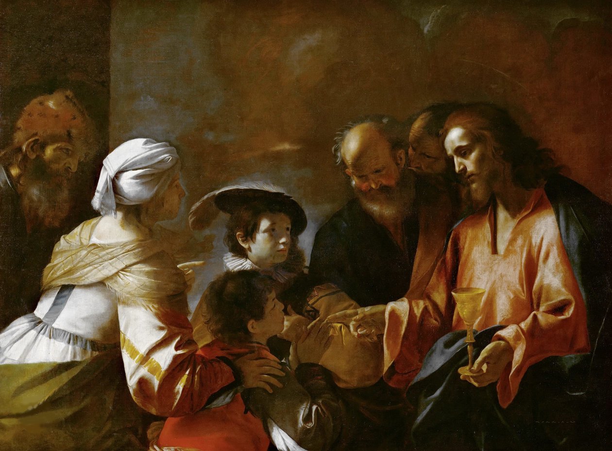 Cristo Abençoando as Crianças Deixe as criancinhas virem a mim, c. 1635. de Mattia Preti
