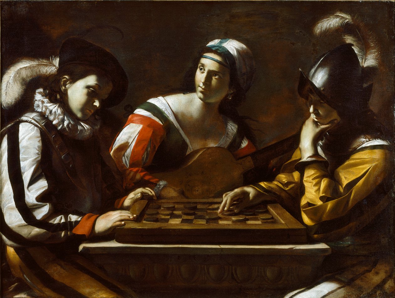 O Jogo das Damas, 1630s de Mattia Preti