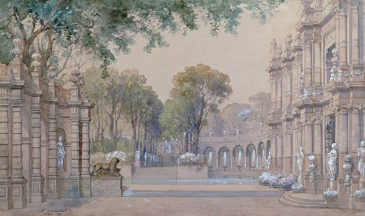 Esboço para o Ballet de Tchaikovsky, "A Bela Adormecida", 1889 de Matvey Andreyevich Shishkov