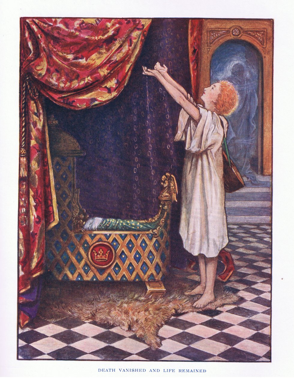 A morte desapareceu e a vida permaneceu, ilustração deLady Anns Fairy Tales, 1914 de Maud Tindal Atkinson