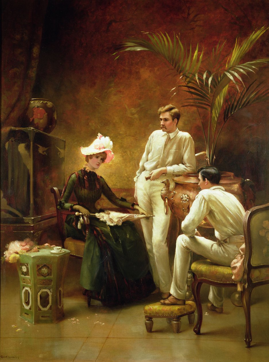 The Rivals - Tea antes do óleo de tênis sobre tela de Maude Goodman