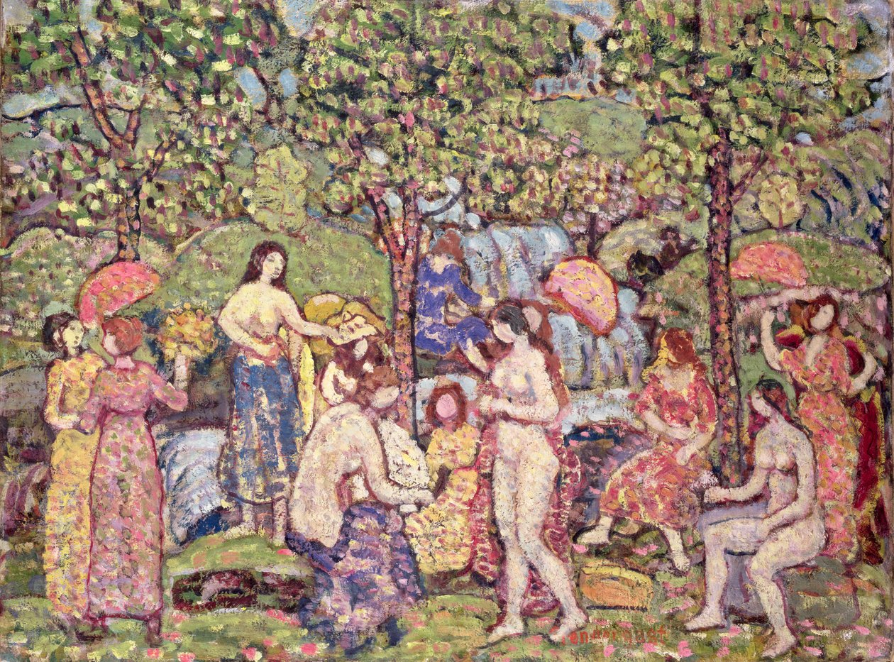 Idílio, Nus em uma paisagem, 1913-15 de Maurice Brazil Prendergast