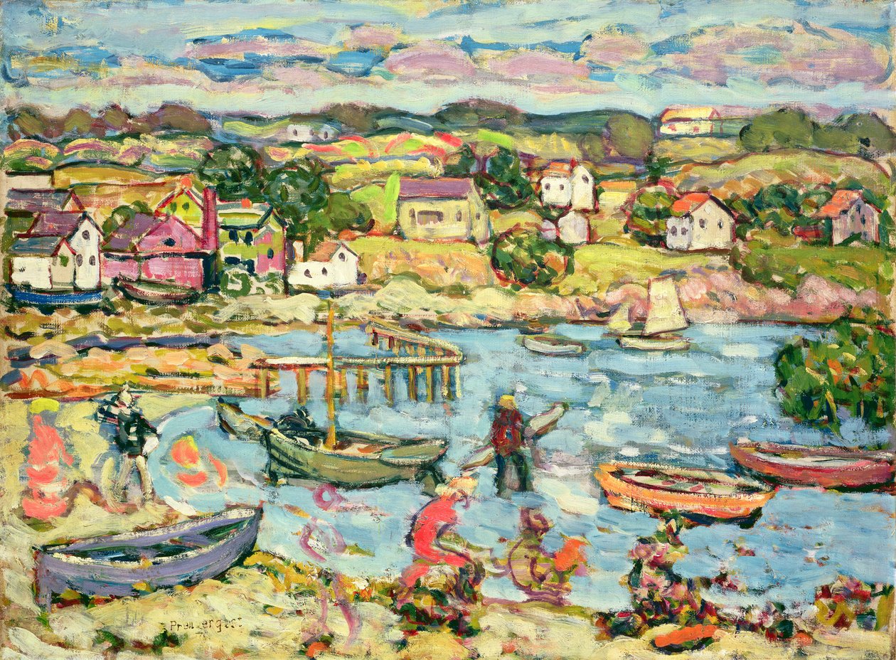 Paisagem com barcos a remos 1916-18 de Maurice Brazil Prendergast