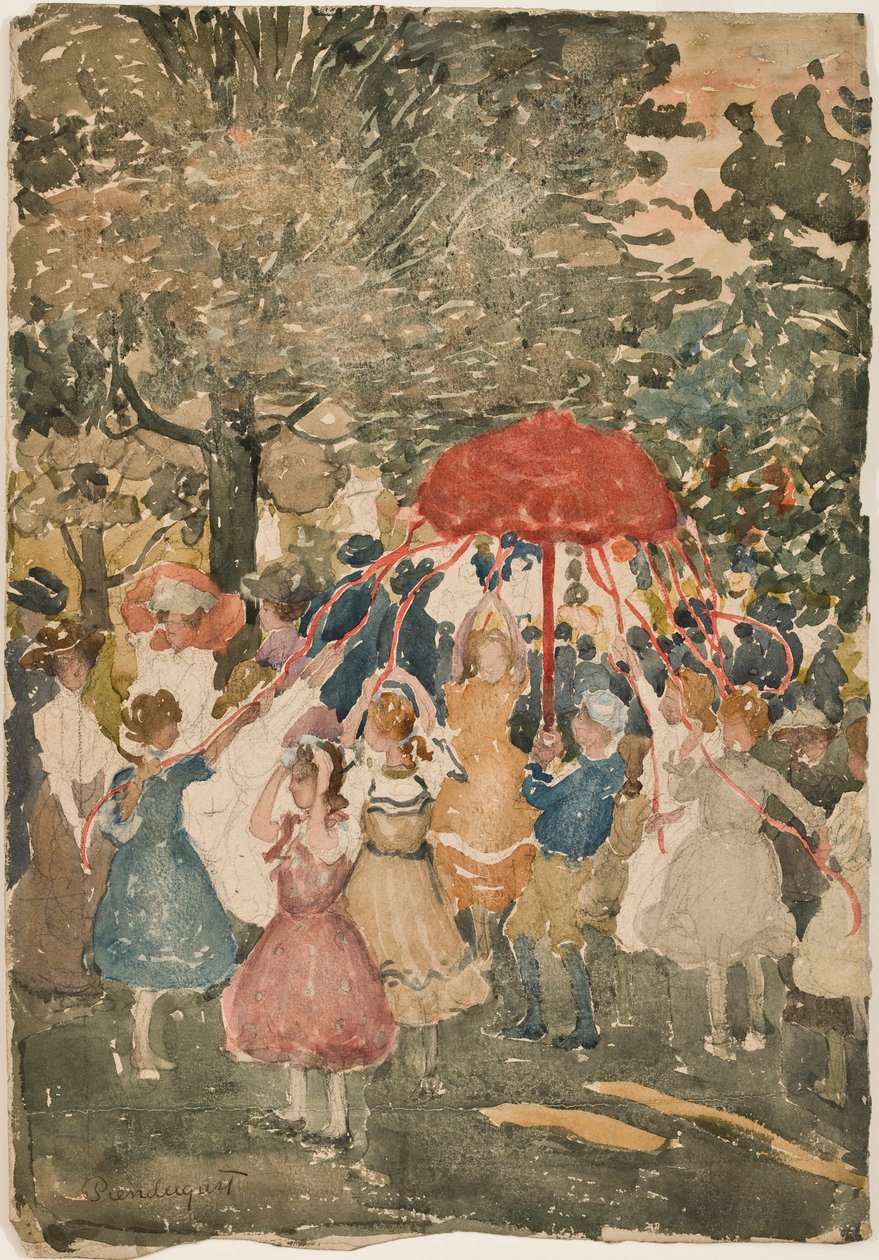 Maypole, 1902 (wc sobre lápis sobre papel) de Maurice Brazil Prendergast