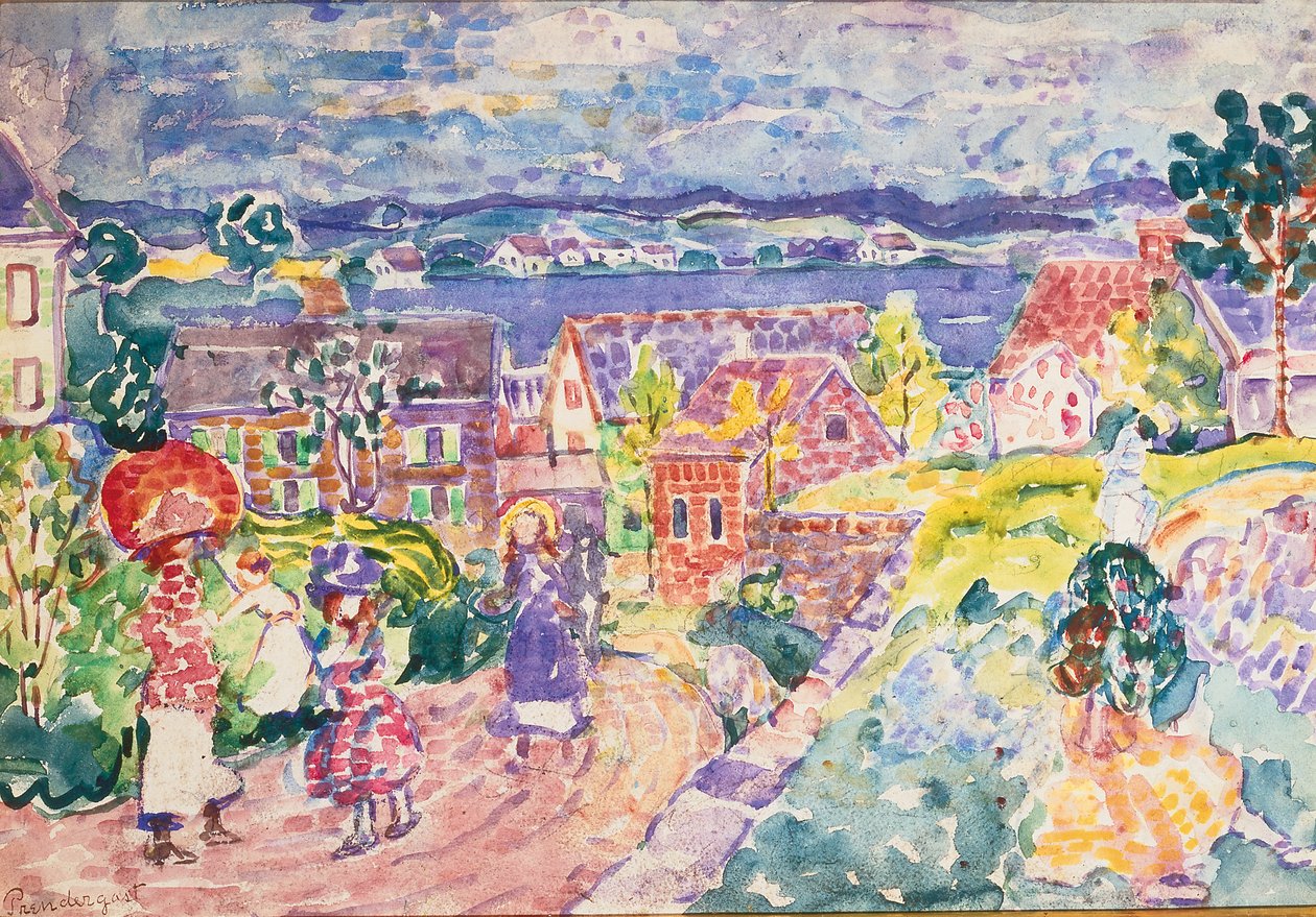 South Side Hills, c.1912-13 (wc no papel) de Maurice Brazil Prendergast