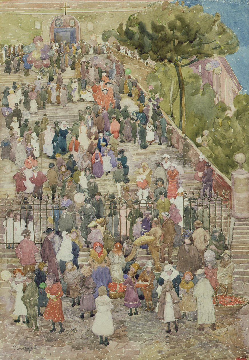 Passos de Santa Maria Aracoeli, Roma, c.1898-99 (wc no papel) de Maurice Brazil Prendergast