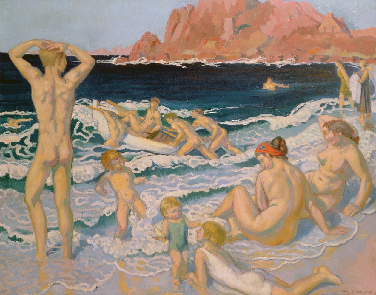 Cena de praia com um barco de Maurice Denis