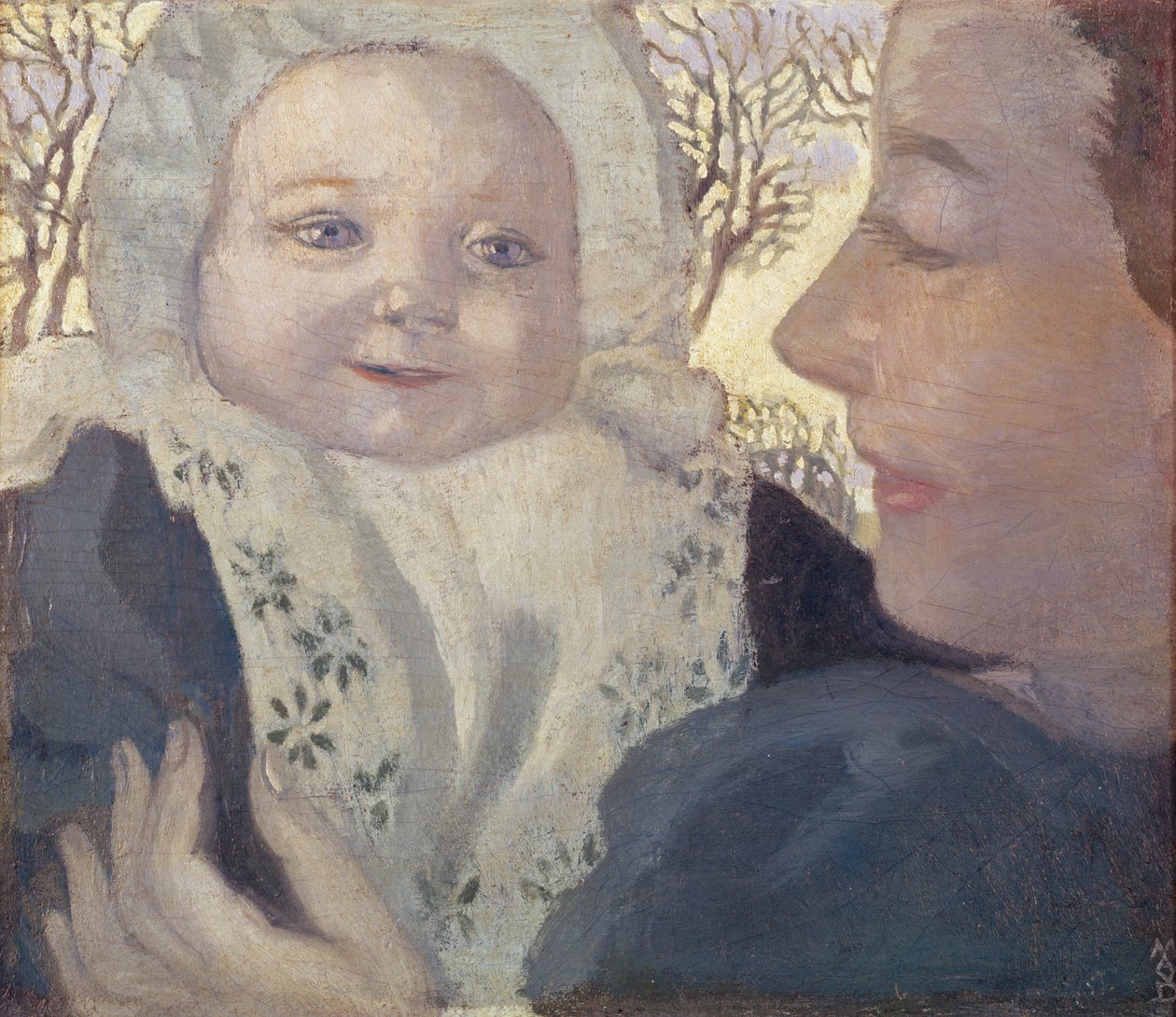 Bernadette e sua mãe, c.1900 (óleo no cartão) de Maurice Denis