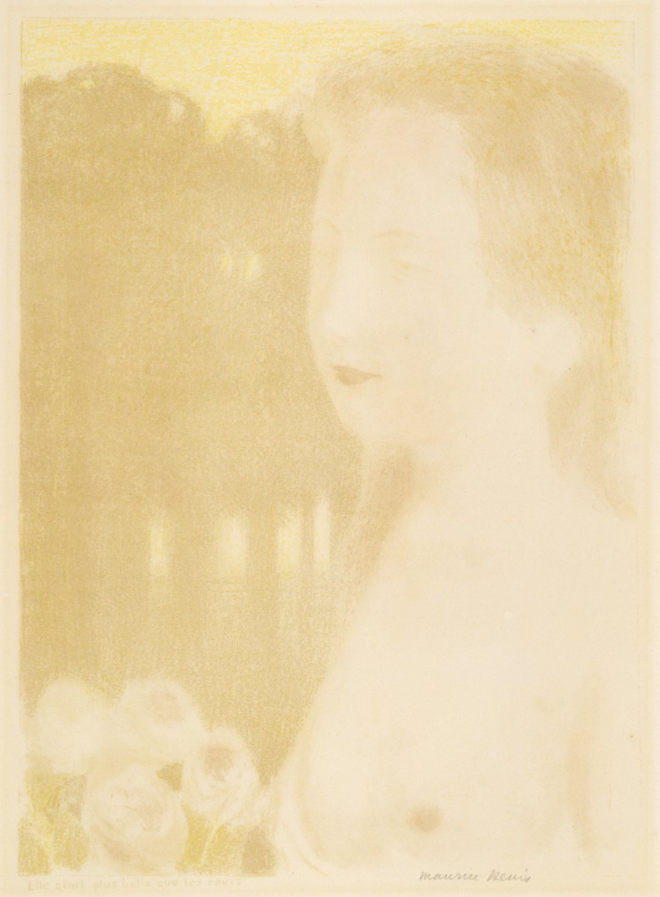 Ela era mais bonita que sonhos (Ela era mais bonita que sonhos), 1911 (litografia em cores) de Maurice Denis