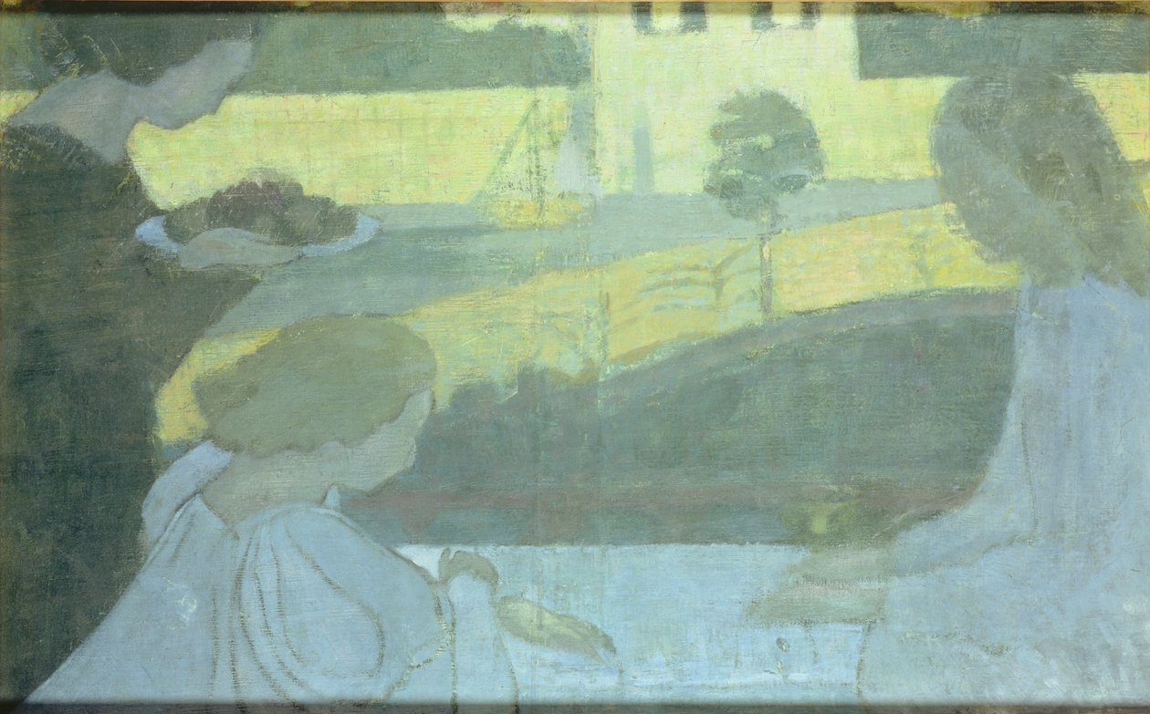 Marta e Maria, primeira versão no verso da pintura finalizada, 1896 (ver 184139) de Maurice Denis