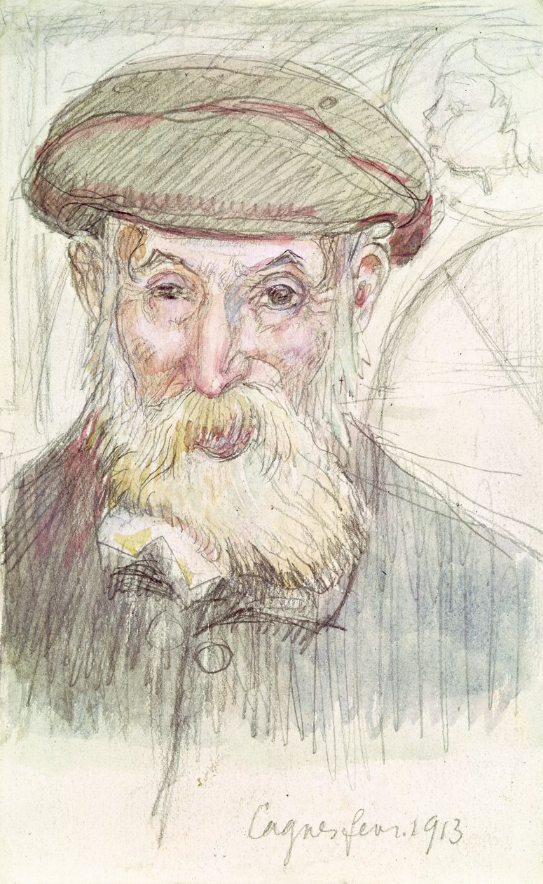 Retrato de Pierre Auguste Renoir (1841-1919) em Cagnes, 1913 (lápis e papel higiênico) de Maurice Denis