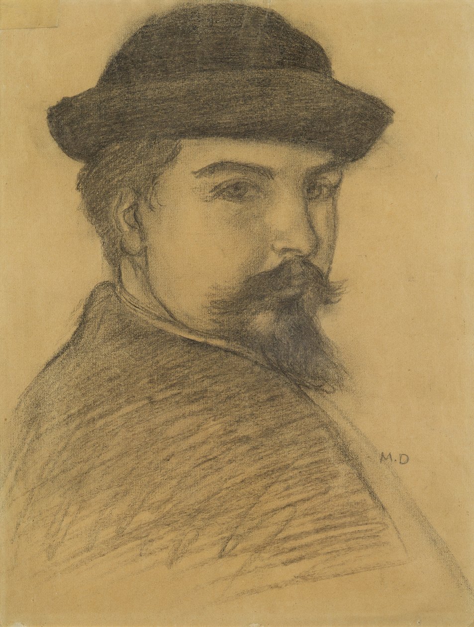 Retrato do artista em um chapéu preto (carvão no papel) de Maurice Denis