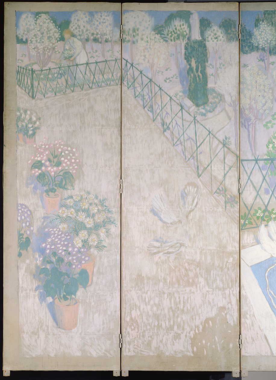 Tela com pombas, detalhe dos painéis da esquerda, c.1896 óleo sobre tela de Maurice Denis