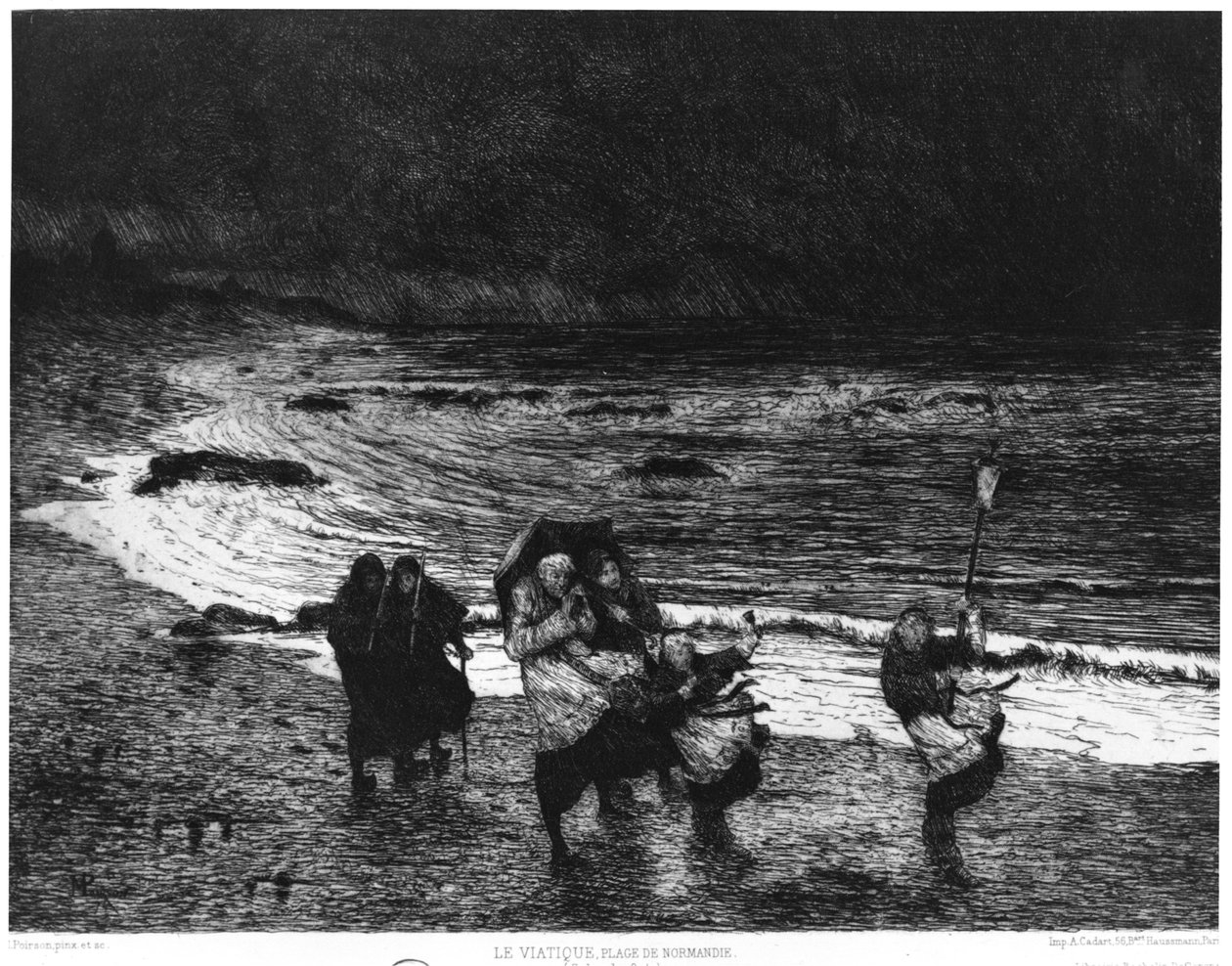 Viaticum em uma praia na Normandia, 1874 de Maurice Poirson