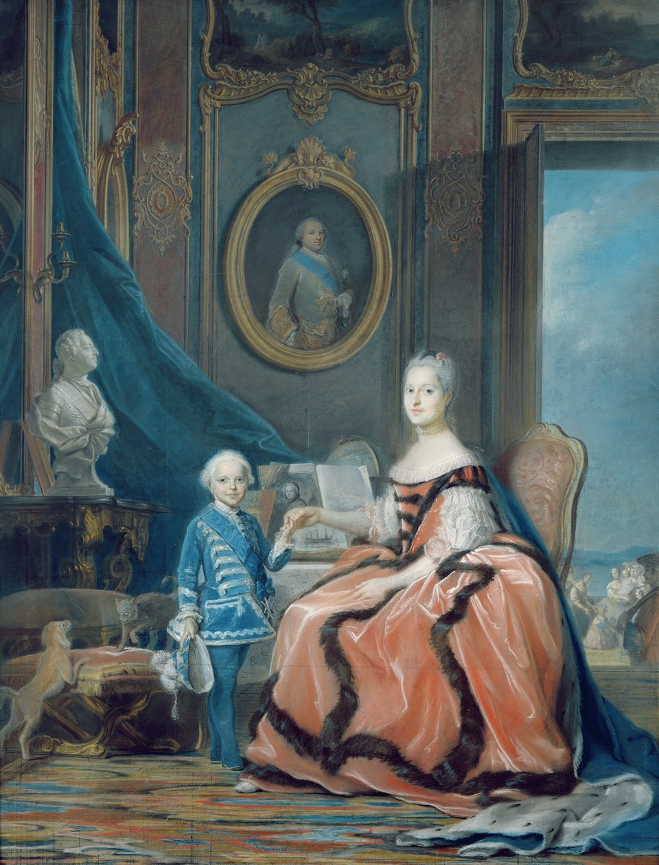 Retrato de Marie-Josephe da Saxônia (1731-1767) Dauphine da França e seu filho Louis Joseph Xavier da França (1751-61) Duque de Borgonha, c.1760-61 (pastel) de Maurice Quentin de La Tour
