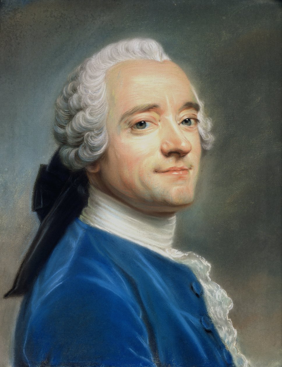 Auto-retrato com jabot de renda (pastel) de Maurice Quentin de La Tour