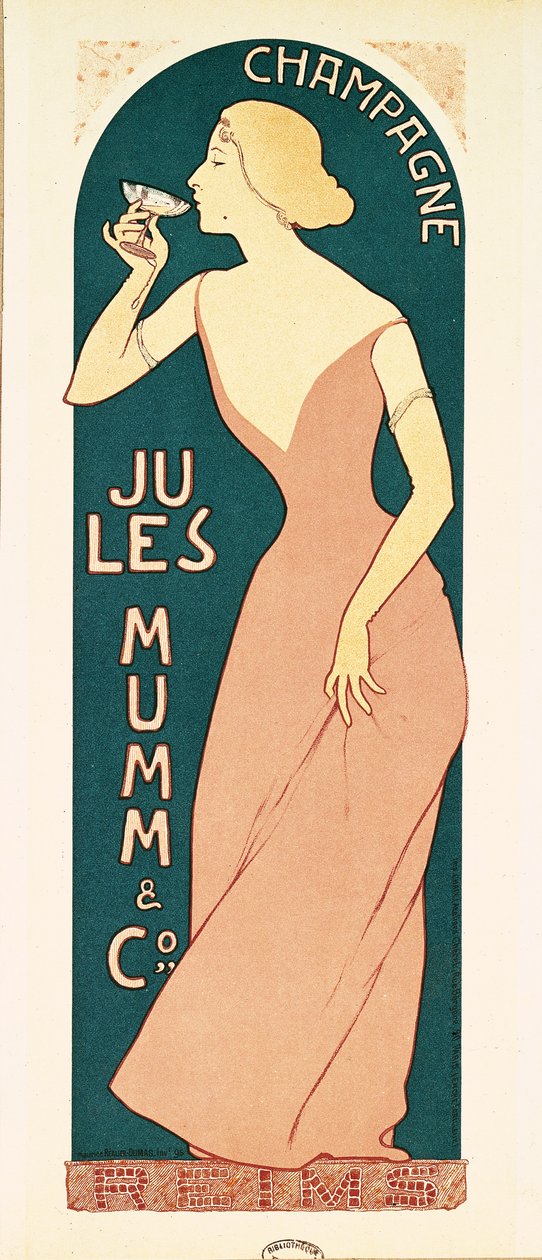Poster Design para Champagne por Jules Mumm e Co., Reims, 1895 de Maurice Realier Dumas